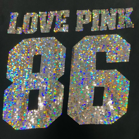 PINK VS VINTAGE IRIDESCENT MEGA BLING LOVE PINK 86 FULL ZIP HOODIE - Picture 3 of 5